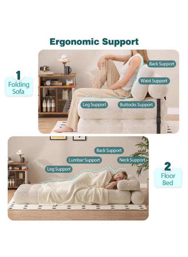 Amoyls Multifunctional Foldable Sofa Bed with Ergonomic Support & Skin-Friendly Corduroy Fabric, Perfect for Living Rooms, Bedrooms, and Guest Spaces - Image 5